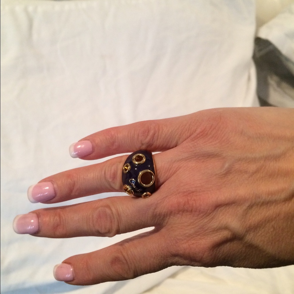 Coach navy enamel with gold accents ring - Picture 2 of 4